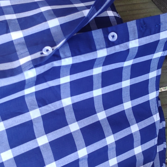 Nick Graham | Men's Blue Plaid Button Down Shirt - Picture 9 of 12